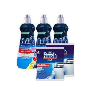 FINISH 洗碗機專用光潔劑400mlx3+軟化鹽1kgx2