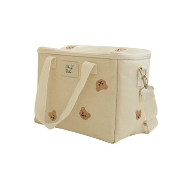 Chez bebe 保冷袋  熊圖案  手提/肩背  25 x 20 x 13cm  象牙白色