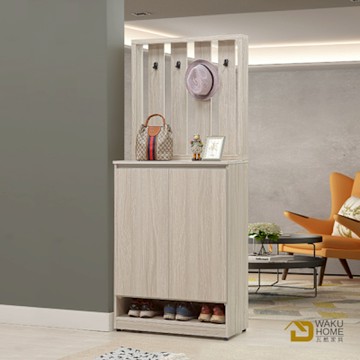 WAKUHOME 瓦酷家具Sunrice自然日系淺灰橡2.6尺屏風鞋櫃-寬80*深40*高195cm