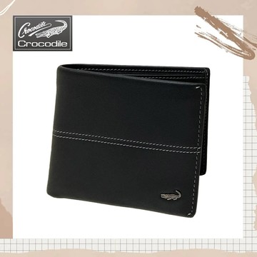 【Crocodile】鱷魚 經典真皮男夾 短夾 13卡短皮夾 (0203-36081-黑色)