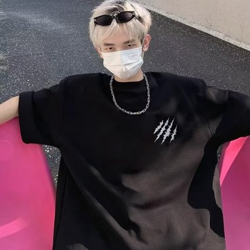 潮牌印花短T 日系 寬鬆 短袖T恤 情侶t 大尺碼 印花t 五分袖 短袖男 男t 男生T恤（BW588）