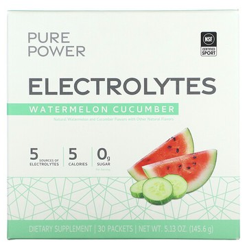 Dr. Mercola, Pure Power，電解質，西瓜黃瓜，30 包，5.13 盎司（145.6 克）