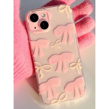 可少女蝴蝶結適用于蘋果13/14/15/16proMax手機軟殼iPhone11/12MINI透明