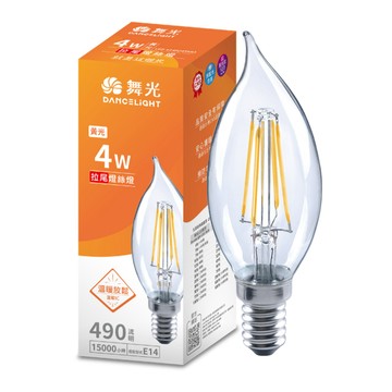 DanceLight 【4入組】拉尾 4W E14 燈絲燈 燈絲燈泡 鎢絲燈泡 蠟燭燈 燈泡 黃光