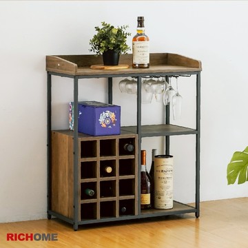 RICHOME 佛萊士儲酒櫃 酒櫃 工業風酒櫃 多層置物架 鐵製置物架 廚房邊櫃 收納層架 吧台邊櫃 層架 SH620