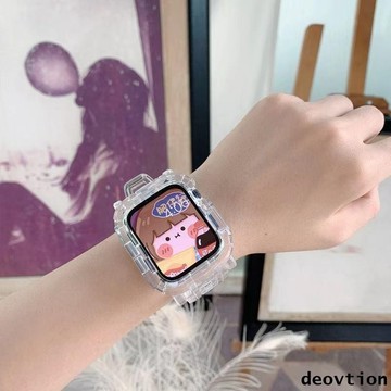 一體防摔透明錶帶 適用於Apple Watch 4 5 6 7 8 9代 運動錶帶 冰川限定 蘋果手錶41MM 45MM
