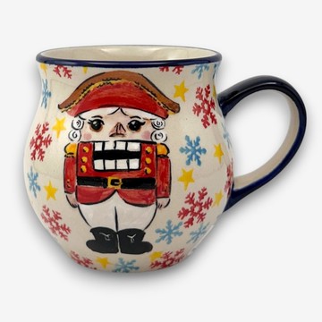 波蘭手繪手工陶-胖胖杯 350ml 胡桃鉗系列