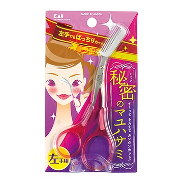 KAI 貝印 左手眉毛剪附梳 KQ-3034  粉紅色  1支