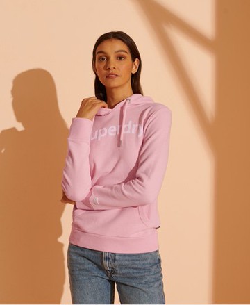 Superdry Women's Women's Regular Flock Loopback Hoodie Pink / Ballet Pink - Size: 18 Size: 14