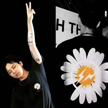 權志龍同款T恤藤原浩閃電聯名gd小雛菊PMO短袖韓版潮流情侶裝寬松