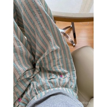 【臺灣發貨】網紅爆款條紋褲子女休閒夏季薄款2024新款小個子寬鬆垂感慵懶遮肉