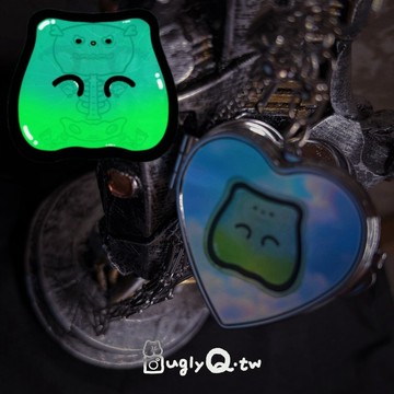 UglyQ 小熊軟骨 金屬口紅架隨身鏡 唇膏收納 包包掛件