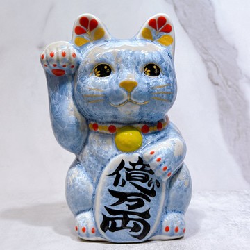 【銀藤耀彩】日本清水燒招財貓 | 花結晶 銀藤 - 億万両 特大 右