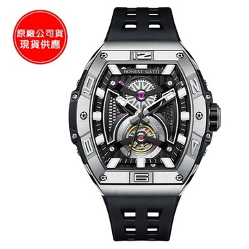 BONEST GATTI 寶加地-賽道詩人裸空機械錶(經典銀)