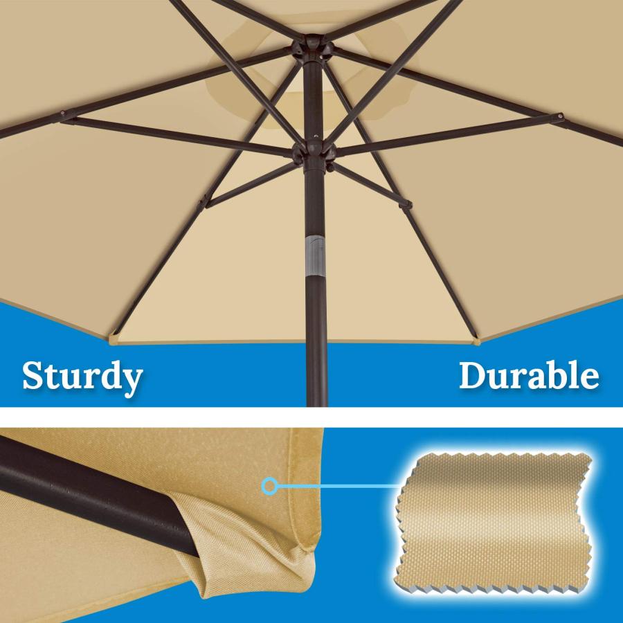 BenefitUSA 7.5' Round Patio Umbrella Garden Parasol Market Outdoor Sunshade with Tilt and Crank(Base Not Included) (Beige)