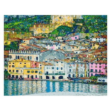 Momopix Painting DIY 數字油畫 50 x 40cm  1個  J24 克林姆 加爾達湖畔