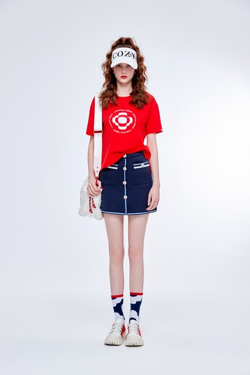 鑲色邊造型防潑水短裙