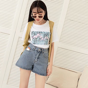 OB嚴選-高含棉觸膚涼感印花落肩短袖上衣T