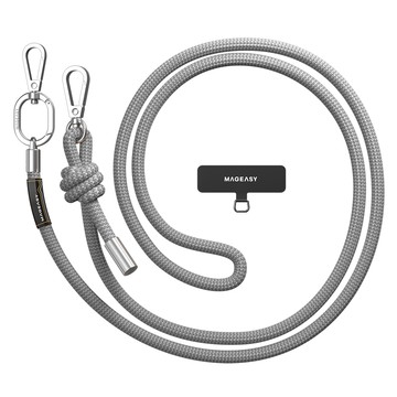 MAGEASY STRAP 掛繩組 8.3mm 適用於 iPhone 全系列 iOS/Android 手機 長度 84-150cm  韌性灰  1組