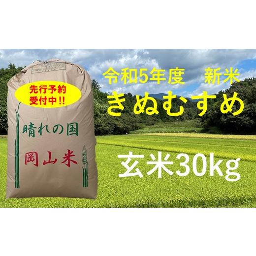 ふるさと納税 岡山県 勝央町 令和5年産　食味コンテスト受賞者の作るお米シリーズ「きぬむすめ玄米30kg」__S102