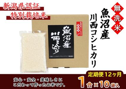 無洗米　魚沼産こしひかり1合×10袋　新潟県認証特別栽培米　令和５年度米