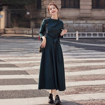 【巴黎精品】現貨+預購 洋裝連身長裙-優雅絲絨緞帶連衣女裙子2色v1ba93