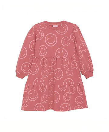 微笑珊瑚紅長袖洋裝104cm