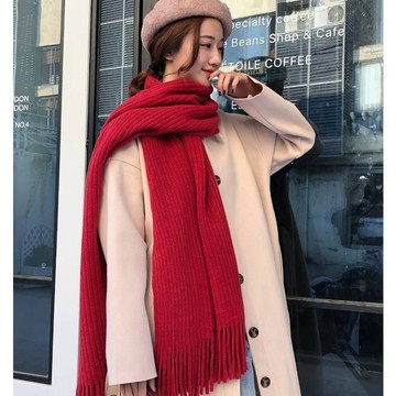 圍巾女冬款學生韓版百搭新款針織情侶加厚保暖毛線男純色流蘇圍脖