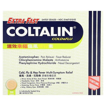 Fortune Pharm, Coltalin 著涼和流感配方，快速作用，36 片