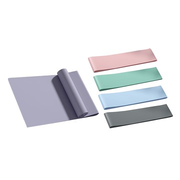 Nopeasti 諾比 高強拉伸瑜伽彈力帶套組 伸展塑型綜合磅數五件套  粉色/藍色/綠色/灰色/紫色  1組  拉力帶(29 x 5cm)+彈力帶(180 x 15cm)