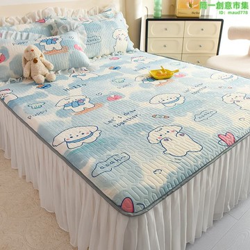 快速出貨 【好物優選】A類夏季新款乳膠涼蓆床上三件套小清新少女心可水洗床裙款空調席3