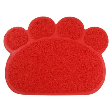 捷華 腳印寵物餐墊-小 大紅 長40cm 止滑餐墊  1入