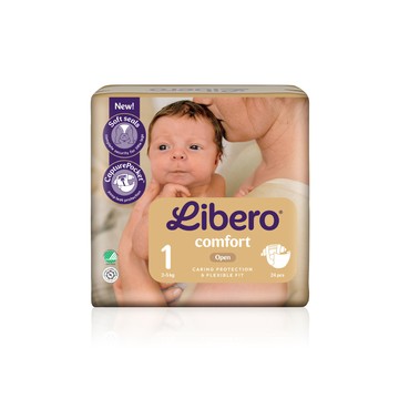 Libero Comfort紙尿褲 NB-1 (新生兒2-5kg) (24片x4包/箱購)