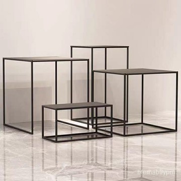 免運服裝展示架置物架北歐鐵藝置物架展示臺可移動輕奢商場高低展示桌櫥窗極簡花架定製