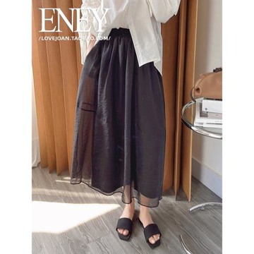 【朦朧美歐根紗】氣質蓬蓬裙子新款春夏顯瘦高腰A字中長傘裙