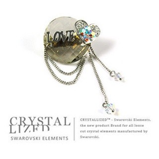 新光飾品-金色魅影潮流桃心形水晶胸針