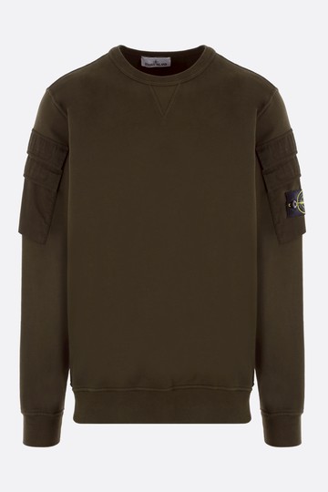 STONE ISLAND logo patch jersey sweatshirt Man