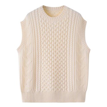 山羊絨衫女圓領大碼寬松馬甲秋冬顯瘦套頭毛衣加厚背心坎肩E2038