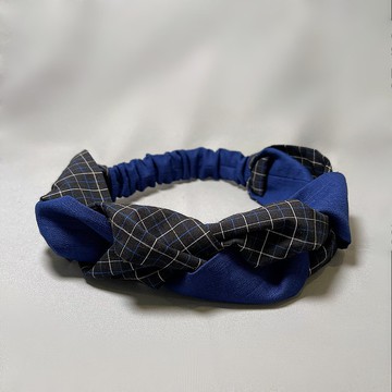 格紋編織髮帶