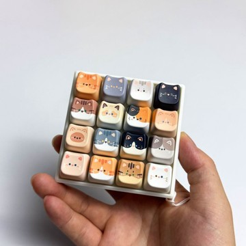 🧡小象優選🧡【TN外設屋】貓咪試軸器16鍵超級解壓神器可愛貓咪鍵帽超解壓玩具