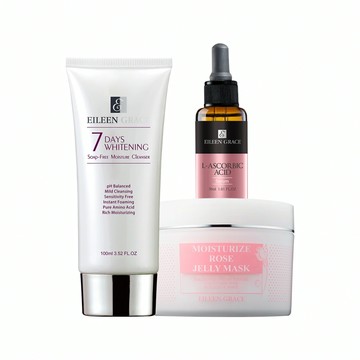 璀璨光透白胺基酸洗顏蜜100ML *1 + 維他命C淨白光感精華液 30ML * 1 + 玫瑰凍膜極肌潤-玫瑰花保濕晶凍300ML * 1