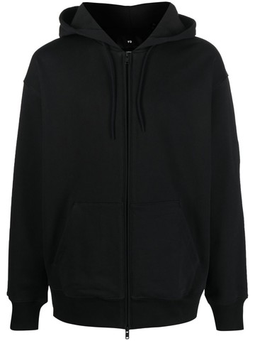 Y-3 - front zip fastening hoodie - men - Organic Cotton - XL - Black