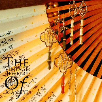 向葉 竹韻14K包金耳環店主原創設計中式復古國風漢服旗袍手工配飾