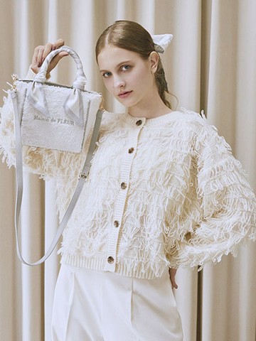 毛絨質感絲帶配飾手提側背包【S】(08000879400) - Maison de FLEUR