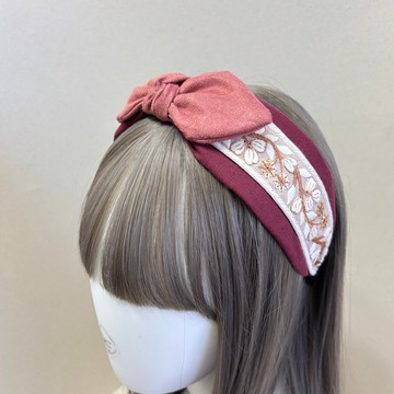 繡花絳紅 | 刺繡款 x 尖朵蝴蝶結髮箍