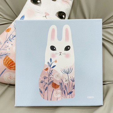 【Flora原創設計】白花兔 | 20×20CM 無框畫