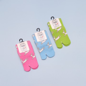 TABI-JI奈良足袋襪(分趾襪)-踝襪(23-25公分)-跑跑鹿(粉/綠/藍)