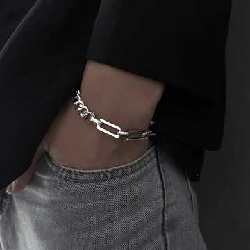 【20ss_select】韓國飾品 拼接長方串古巴手鍊 項鍊 INS 韓系穿搭 手鍊 男生手鍊 男生項鍊 鈦鋼 B20