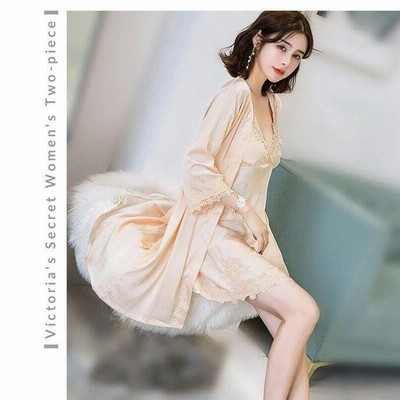 パジャマ ワンピース 前開き レディース サテン ルームウェア ガウン ナイトウェア 2点セット 春 夏 秋 冬 ネグリジェ ロング レース 通販 Lineポイント最大get Lineショッピング