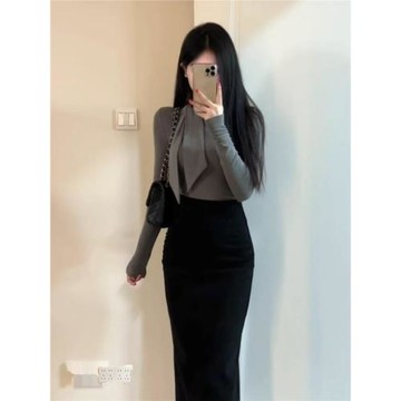 氣質高級感飄帶長袖針織開衫毛衣女秋冬新款修身顯瘦內搭打底上衣